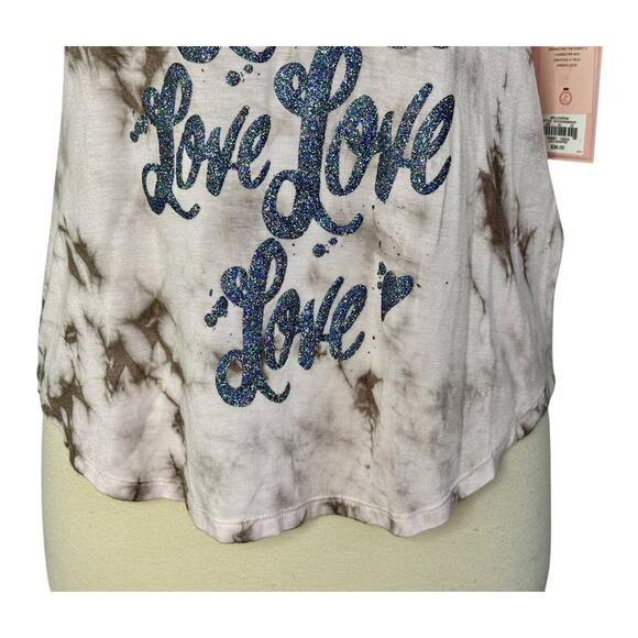 Y2K JUICY COUTURE Love Pink Tie Dye Glittery Sparkly Soft T Shirt Top Sz XS NWT - Picture 4 of 10